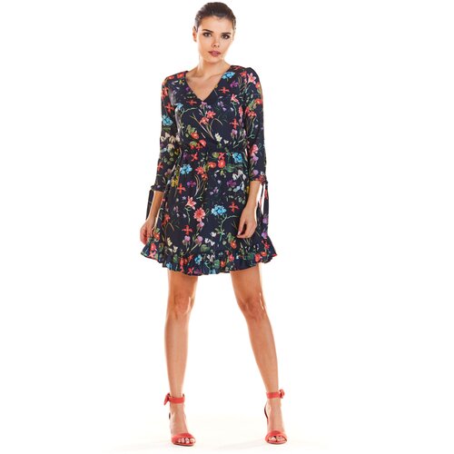 Infinite You Woman&amp;#039;s Dress M195 Navy Blue Flowers Slike