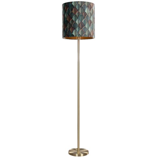 QAZQA Vloerlamp messing met velours lampenkap blad dessin met gouden binnenkant - Simplo Cene
