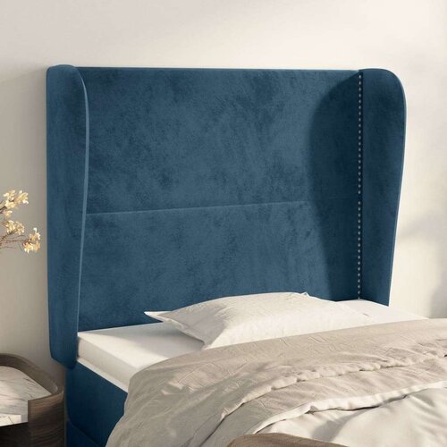  Vzglavje z ušesi temno modra 103x23x118/128 cm žamet Cene