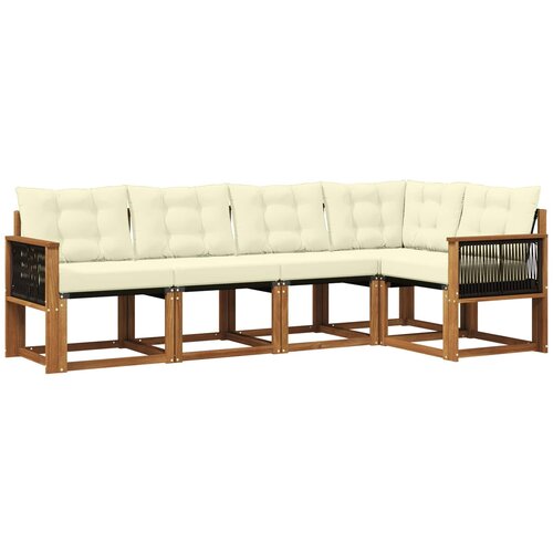 vidaXL Zunanja garnitura za sedenje z blazino 5 pcs Naravna in smetana, (5000273517) Cene