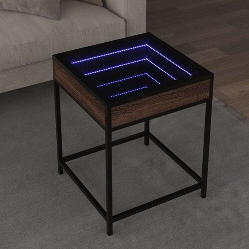  Stolić s beskonačnim LED svjetlima boja hrasta 40 x 40 x 51 cm Cijene