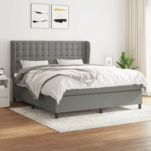  Box spring postelja z vzmetnico temno siva 180x200 cm blago, (21118404)