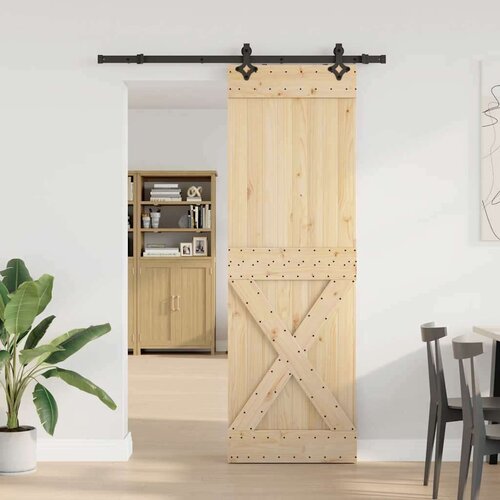 vidaXL Drsna vrata s kompletom vodil 70x210 cm trdna borovina Cene