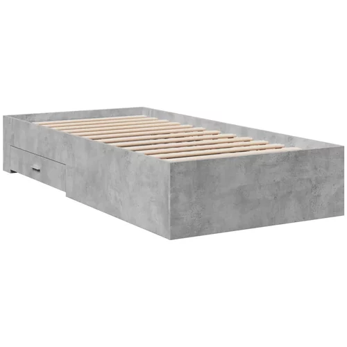 vidaXL Posteljni okvir s predali betonsko siv 90x200 cm inženirski les, (21111436)