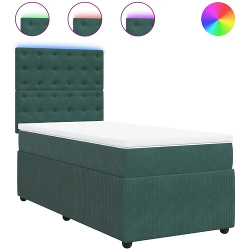 vidaXL Box spring postelja z vzmetnico temno zelena 90x200 cm žamet, (21310124) Cene
