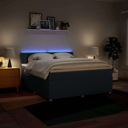 vidaXL Box spring postelja z vzmetnico modra 180x200 cm blago Cene
