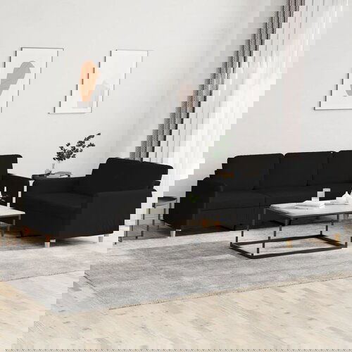 vidaXL Sedežna garnitura 2-delna z blazinami črno blago Cene