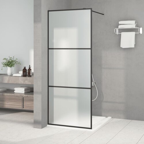 Pregrada za tu&scaron; crna 80 x 195 cm s mutnim staklom ESG Cijene