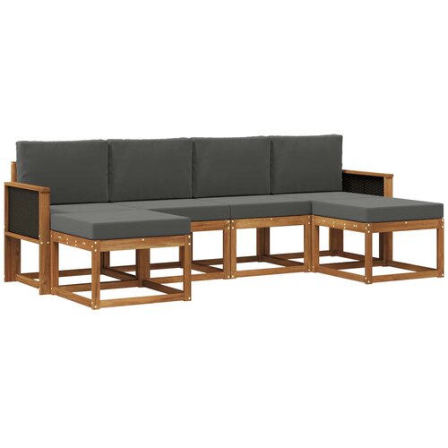 vidaXL Zunanja garnitura za sedenje 6 pcs Naravna in antracitna, (5000280826) Cene