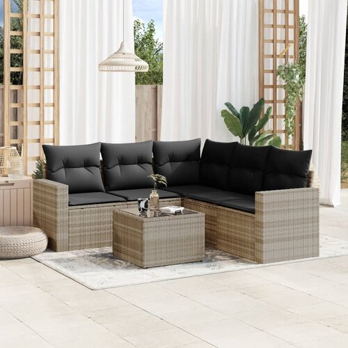 VidaXL 6-dijelni set vrtnih sofa od poliratana s jastucima svjetlosivi Slike