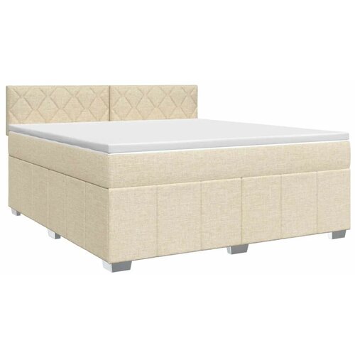  Boxspring krevet s madracem Krem 160 x 200 cm Tkanina - Krem 160 x 200 cm Dizajn s rombovima Slike