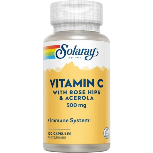 Solaray Vitamin C 500 mg s šipkom in acerolo - 100 kaps.