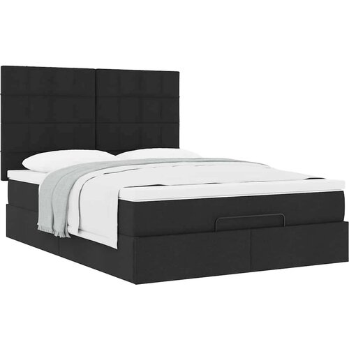 VidaXL otomanski okvir kreveta s madracem crni 140x200cm od tkanine Slike
