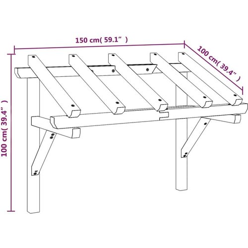 VidaXL nadstre&amp;scaron;nica za vrata 150 x 100 x 100 cm od masivne borovine Slike