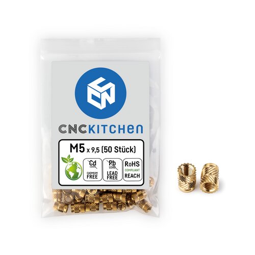 CNC Kitchen Threaded Inserts M5 Standard, M5 x 9.5 (50 pcs) Slike