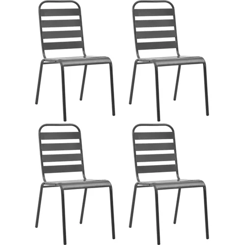 vidaXL Zunanji stoli 4 kosi letveni dizajn jeklo temno sivi