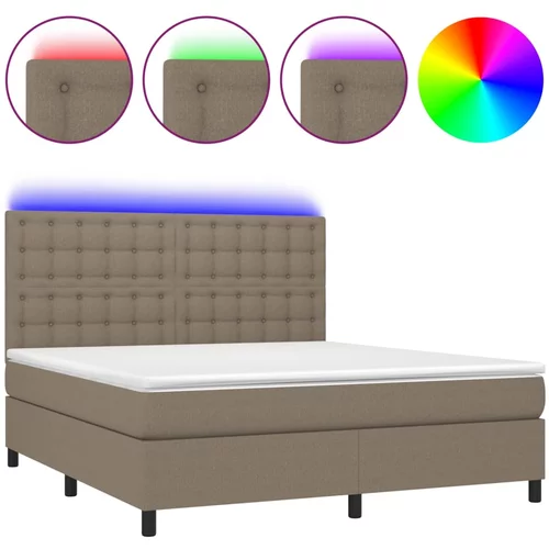 vidaXL Box spring postelja z vzmetnico LED taupe 180x200 cm blago, (20892875)