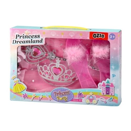 Ozzo Princess Dreamland, set za ulep&amp;scaron;avanje, suknja, papuče, kruna, &amp;scaron;tapić, roze Slike