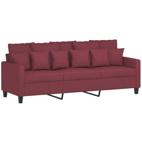  3-dijelni set sofa s jastucima crvena boja vina od tkanine Slike