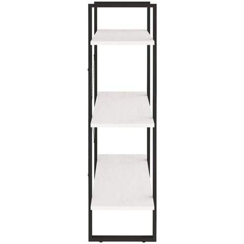VidaXL Knjižna omara 3-nadstropna bela 80x30x105 cm trdna borovina Slike