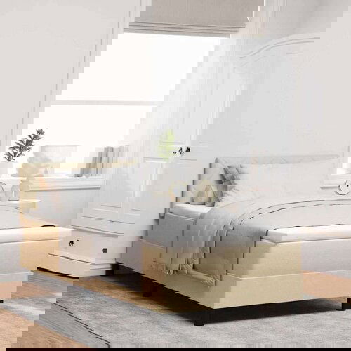 Box spring krevet s madracem Krema 90 x 190 cm tkanina Slike