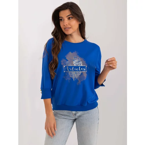 Fashion Hunters Cobalt casual blouse with a shiny print