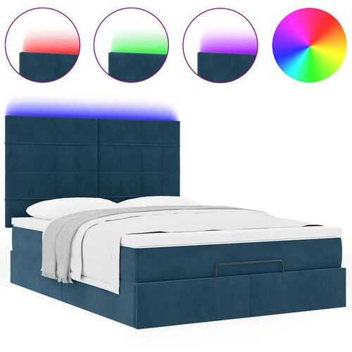  Ottoman krevet s madracem i LED diodama tamnoplavi 140x200 cm bar&amp;scaron;un Slike