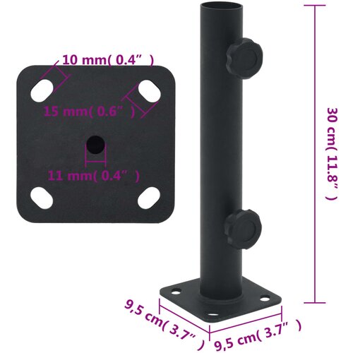  Baza suncobrana za stup &amp;Oslash; 32/34/38 mm mat crna čelična Slike
