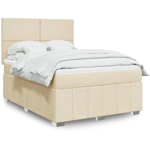  Krevet s oprugama i madracem krem 140x200 cm od tkanine Slike