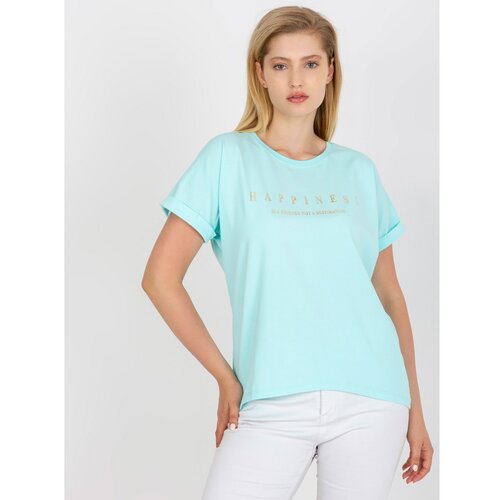 Fashion Hunters Mint plus size t-shirt with gold lettering Slike