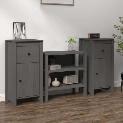  Komoda 2 kosa siva 40x35x80 cm trdna borovina, (20654653) Slike