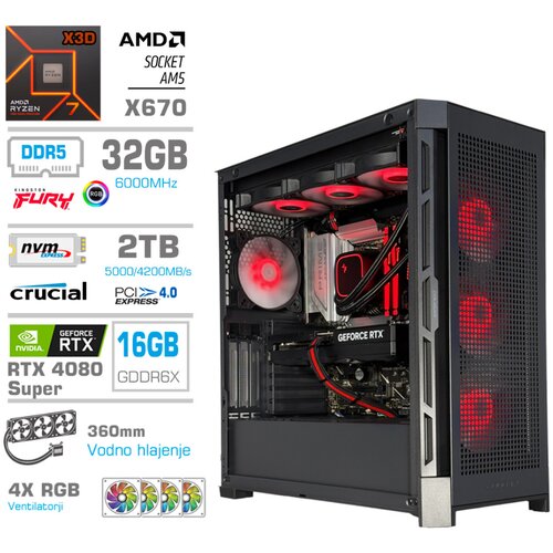 MEGA Računalnik TWR S11 R7-7800X3D/RTX4080 Super/32GB-DDR5/2TB-4.0/1050W/Brez OS/črna RGB + Estetski napajalni kabli [Rdeča / Črna], (22097696) Cene