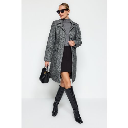 Trendyol Black Oversize Wide Cut Wool Blend Coat Slike