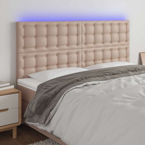  LED posteljno vzglavje kapučino 180x5x118/128 cm umetno usnje, (20954023) Slike