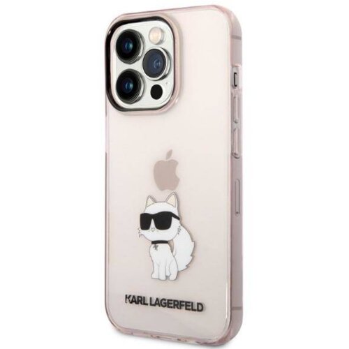 Karl Lagerfeld KLHCP14XHNCHTCP za&amp;scaron;čita ovitek za iphone 14 pro prozorno roza - iml nft choupette logo Slike