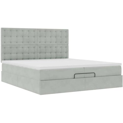 VidaXL okvir kreveta s madracima svijetlosivi 200x200cm bar&amp;scaron;unasti Slike