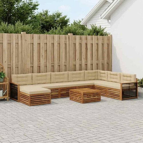  Set vanjskih sofa 9 kom. Prirodna i bež Čvrsto drvo akacije Cene