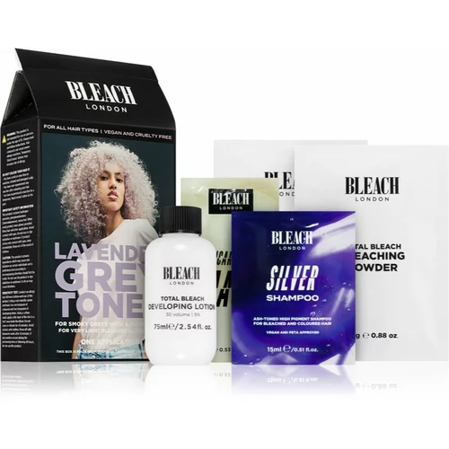 Bleach London Toner Kit semi permanentna barva za lase za blond lase odtenek Lavender Grey 1 kos