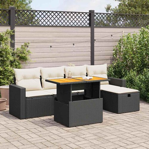  6-dijelni set vrtnih sofa s jastucima crni od poliratana bagrem Cene