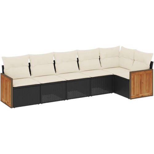  6-dijelni set vrtnih sofa s jastucima crni od poliratana Slike