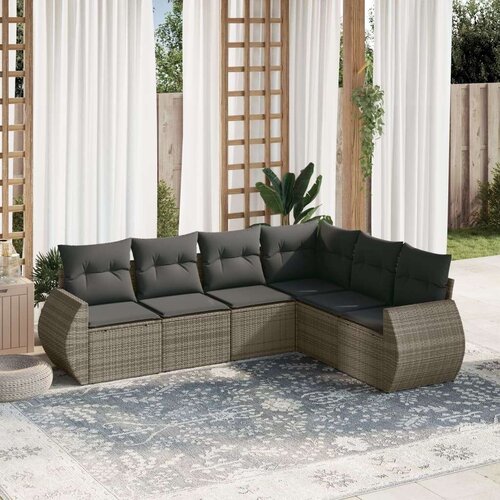 VidaXL 6-dijelni set vrtnih sofa od poliratana s jastucima sivi Slike