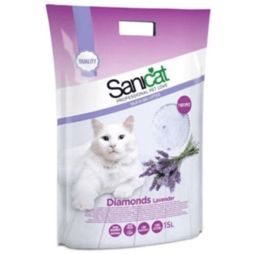 Sanicat silikonski posip za mačke diamonds lavander 5L Cene