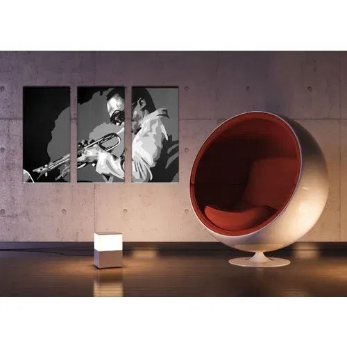  Ručno slikane slike na platnu na platnu POP Art Miles Davis 3-dijelna ()