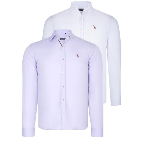 Dewberry DUAL SET G674 MENS SHIRTS-WHITE-LILAC Slike