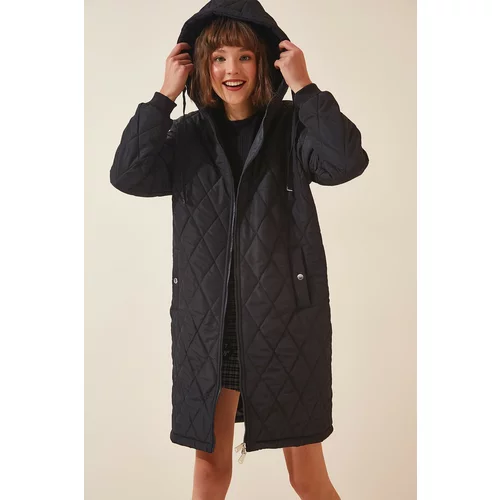 Happiness İstanbul Women's Black Hooded Quilted Coat