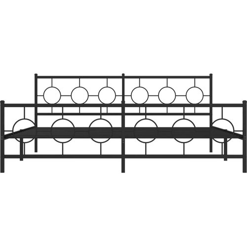 Metalni okvir kreveta uzglavlje i podnožje crni 193x203 cm Slike