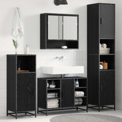 vidaXL set namje&scaron;taja za kupaonicu 4 pcs crni hrast konstruirano drvo Cijene