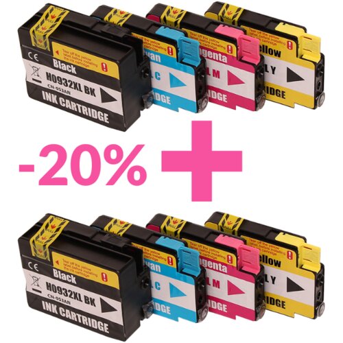  2x Komplet Kartu&amp;scaron; HP 932XL + 933XL komplet (C2P42AE) 2&amp;times; črna, 2&amp;times; cyan, 2&amp;times; magenta, 2&amp;times; rumena Slike