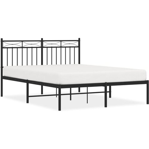 Maison Chic Kovinski Posteljni okvir - Dvoposteljna postelja - Zakonska postelja z vzglavjem črn 140x190 cm, (21692609) Slike