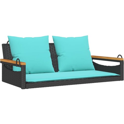 vidaXL Klupa za ljuljanje s jastucima crna 109x62x40 cm od poliratana - Crna 109 x 62 x 40 cm 1 Nasloni za ruke okruglog dizajna Cijene